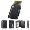 Porta-Cartões de Alumínio com Empurrador Lateral para Comércio Exterior Ultra Fino Multifuncional de Grande Capacidade Carteira de Couro Business para Homem