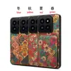 Denior É Adequado para Xiaomi 14Pro Porta-Cartão Floral de Cortiça Capa de Couro 13Ultra Carteira Suporte Capa de Celular Anti-Queda