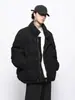 Roupas de Algodão com Veludo Transfronteiriças Masculinas de Inverno Retrô Americano Jaqueta Puffer Espessa com Gola Alta Marca Versátil Tendência Jaqueta de Algodão Roupa Exterior
