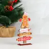Decoraciones de Mesa de Madera para Navidad Hombres de Jengibre Madera Exquisita Mesa Árbol de Navidad Adornos de Madera Maciza para Encimera