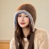 Gorro Pasamontañas para Mujer para Otoño e Invierno, Estilo Coreano, Cálido, Protege Orejas, Adelgaza el Rostro, Gorro Turbante Pequeño, Estilo Coreano de Invierno, Inspirado en Chanel