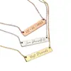 Amazon Cross-Border Colar com Placa Lisa Gravada Barra Retangular Geométrica Design de Nicho Corrente de Clavícula DIY Colar Venda por Atacado