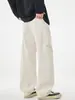 Roupas Masculinas Muqiu Jeans de Sarja Lavada de Alta Qualidade com Elasticidade em Quatro Direções, Calças Masculinas de Cintura Alta com Corte Relaxado e Estilo Vintage Old Money