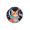 Broche Gato Espacial Astronauta Emblema de Metal Acessórios de Vestuário Alfinete de Lapela Padrão Geométrico Redondo Venda por Atacado de Fábrica