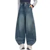 Pantalones para Niña Colección Otoño 2026: Jeans de Pierna Ancha para Niños Mayores, Estilo Primavera y Otoño, Pantalones Curvos de Retazos Asimétricos para Estudiantes de Secundaria de Niñas