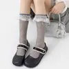 Calcetines Nuevos de Encaje Primavera y Verano Calcetines Finos de Algodón Encaje Japonés Lolita Dopamina Coloridos de Caña Media Calcetines sin Costuras