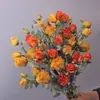 Borda Quente Rosa Borda Queimada Retro Europeu Borda Torrada Francesa Flor Artificial Flor Falsa Decoração de Casa Casamento Salão de Casamento Decoração Suave