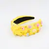 Diadema de Tela de Verano de Fábrica Original con Corona Alta, Adorno de Pedrería, Accesorios de Donut, Diseño Nudo, Diadema de Lujo de Alta Gama