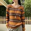 Suéter de Tricô Vazado Cor Sólida Gola Redonda Novo Estilo Primavera e Outono para Mulheres, Caimento Solto, Emagrecedor, Manga Longa, Suéter Fino, Blusa de Base