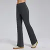 Pantalones de Yoga Cálidos para Exteriores de Otoño e Invierno para Mujer, de Cintura Alta, Levanta Glúteos, Ligeramente Acampanados para Fitness, Forrados de Polar, Pantalones Acampanados Anti-Enrollamiento
