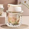 Taza de Perla de Alta Apariencia, Taza con Popote, Pulsera de Regalo, Taza de Agua, Taza de Café para Niñas, Taza de Doble Uso, Vaso de Vidrio de Recuerdo