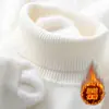 Suéter de una pieza de forro polar barato y grueso, cálido, cuello semi-alto, para hombre, corte ajustado, color liso, jersey, camiseta base de punto, venta al por mayor