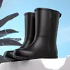 Nuevas botas de lluvia estilo japonés hasta la pantorrilla para mujer, color liso, diseño simple, antideslizantes, impermeables, adecuadas para actividades al aire libre, pesca y trabajo