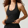 Top Regata de Yoga Escovado Estilo Lulu Cruzado Decote V Ajustado Costas com Amarração Sutiã Esportivo Top para Corrida Fitness