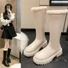 Botas de nieve nuevas para mujer de invierno 2026, forradas de felpa y engrosadas, botines, suela gruesa, Botas Martin de algodón grandes, botas largas color blanquecino, estilo de venta caliente