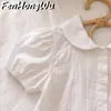 El nuevo y elegante vestido tipo polo de FHW para niñas, estilo universitario, es una versión coreana de moda para el verano con pliegues bordados.