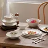 Tigelas e Pratos Domésticos Simples em Cor Sob Esmalte Estilo Francês Retrô, Tigelas de Arroz Cerâmicas, Tigelas de Arroz e Pratos de Louça de Alto Valor