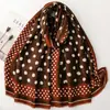 Lenço estampado retrô estilo francês clássico, lenço de seda estilo coreano, poá bicolor estilo Hepburn, lenço/xale longo simples para mulheres