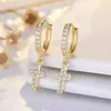 Pendientes de moda hip-hop personalizados, de estilo moderno y moderno, con hebilla cruzada de lujo, ligeros, transfronterizos de Europa y América, con diamantes insertados, para hombres y mujeres.