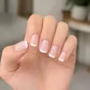 Novos designs de nail art: Estilo europeu e americano, rosa nude, estilo francês minimalista, moda clássica, unhas postiças curtas quadradas, atacado