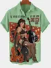 Camisa Criativa Elemento Cruzado Nova 2025 Estampa Digital 3D Camisa Tendência Solta de Manga Curta Top Masculino