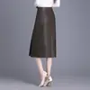 Falda de piel sintética para mujer, nueva colección otoño 2026, de talle alto, que cubre la cadera, de longitud media, elegante, ajustada al cuerpo, con abertura lateral, falda de corte recto