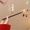 Novo Prendedor de Cabelo Preto Ébano Estilo Chinês para Crianças, Adorno de Cabeça de Ano Novo para Meninas, Acessório de Cabelo Tradicional para Ocasiões Festivas