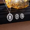 Set de Collar y Pendientes de Circonita de Lujo Ligero Nuevo para Novia Vestido de Boda Accesorios Estilo Europeo Colgante y Pendientes Super Brillantes Moda Alto