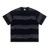 Camiseta Listrada Vintage de Manga Curta para Homens, Verão 2026 Nova Marca Tendência Retro Americana Resistente Camiseta Solta de Meia-Manga