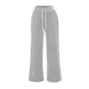 Pantalones de Pierna Ancha con Cintura Elástica y Cordón Pantalones Casuales Moda Nueva Otoño e Invierno Versátiles Holgados Adelgazantes Casuales de Pierna Recta Largos para Mujer