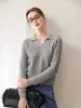 Otoño 2026 Nuevo Estilo Suéter de Cachemira con Cuello Polo para Mujer Suelto Estilo Perezoso Suéter Base de Punto