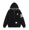 Moletom com capuz bordado para adolescentes de marca americana de moda de rua, zíper duplo 2026 para casais, top grosso resistente para outono e inverno com forro de fleece