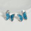 Orelhas de Clipe para Incenso de Mosquito Integradas Sem Furos Borboleta Azul Fada Doce Moda Elegante Brincos de Prata 925 Brincos Femininos
