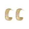 Pendientes de Botón de Lujo Ligero Estilo Francés Dorados Cepillados, Aleación de Cobre con Electrochapado de Oro Real, Pendientes de Circonita Microincrustada, Pendientes para Mujer con Aguja de Plata S925