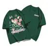 Camiseta de Manga Corta de Algodón Puro Talla Grande para Hombres y Mujeres, Estilo Retro Americano Holgado, Conjunto de Pareja, Top Chic Estilo Hong Kong, Moderno