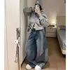Jeans Retro Lavados Desconstruidos Tipo Cimitarra de la Calle Principal Americana para Hombre con un Diseño de Tres Rayas y Parches Pantalones de Pierna Ancha