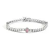 Pulseira de Corrente Tennis Trevo de Quatro Folhas Rosa Estilo Europeu e Americano, Totalmente Adornada com Diamantes, Acessório de Corrente de Clavícula Exquisito e de Alta Qualidade, Disponível para Dropshipping