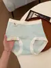 Roupa Íntima de Algodão Colorida Natural para Mulheres, Algodão Puro, Tamanho Grande, Alta Elasticidade, Forro Estendido e Alargado em Forma de Escudo, Abraça o Quadril, Cintura Alta, Roupa Íntima Antibacteriana 10A