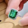 Joyería Mujing 2023 nuevo anillo de plata 925 8*10mm anillo con gema de esmeralda incrustada para mujer