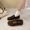 Zapatos Birkenstock de Gamuza con Diseño Retro de Nicho para Mujer 2026 Nuevos de Otoño Planos Versátiles Casuales Bajos Sin Cordones