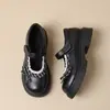 Zapatos Mary Jane retro con cordones, cómodos con suelas gruesas, perfectos para mujeres menudas, que realzan la altura, adecuados para combinar con faldas, zapatos planos de mujer