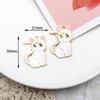 Elige estrictamente Decoración DIY con Hermosa Chica Guerrera Gato Luna Aleación Gota de Aceite Pendientes Colgantes Gato de Dibujos Animados Blanco y Negro Serie Japonesa