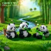 Figura grande e adorável de panda de bambu para paisagens em miniatura, jardinagem, decorações DIY, enfeites de pendurar e pequenas exposições de mesa