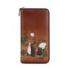 Cartera Vintage Lavada en Color de Cuero Genuino Capa Superior de Piel de Vaca con Múltiples Ranuras para Tarjetas, Bolso de Mano de Gran Capacidad para Negocios con Diseño de Animal en Relieve para Mujer