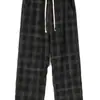 Pantalones de cuadros para hombre para primavera y otoño, estilo británico, corte recto, fluidos, marca trendy de Instagram, estilo de Hong Kong, casual japonés, retro, holgados, pantalones de moda