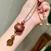 Collar de Oso Perro de Madera con Piedra Ojo de Tigre para Mujer Accesorios de Cadena de Perlas de Madera para Otoño e Invierno Diseño Lindo de Nicho