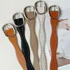 Cinto de Couro Vintage com Tachas para Mulheres, Larga, Versátil, Tendência Estilo Ins, Design Simples e Fashion