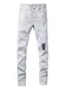 Jeans para Hombre Hme2026 Estilo Trendy High Street con Salpicaduras de Tinta, Parches Rasgados, Pantalones Rectos Elásticos de Corte Ajustado, Transfronterizos Europeos y Americanos