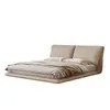 Piso Flotante Piel Cama King Size Almacenamiento Suspendido Invisible Apartamento de Alquiler Piso Grande Recámara Principal Silenciosa Minimalista Cama de Boda