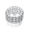 Collar, pendientes, pulsera, anillo, traje de novia para mujer, N4674, de lujo, estilo europeo y americano, con tres filas de diamantes.